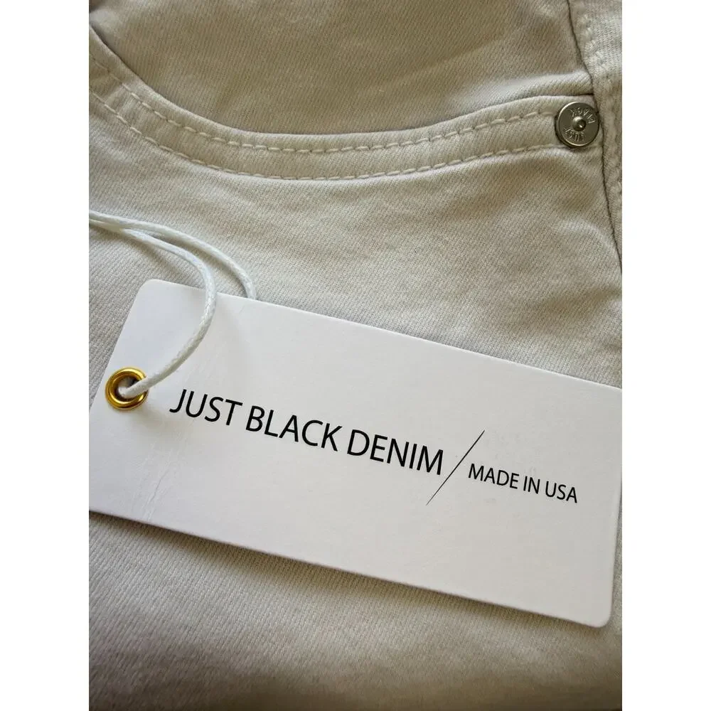 Just Black Denim A-Line Mini Skirt NWT Oat Beige Neutral Large Raw Released Hem